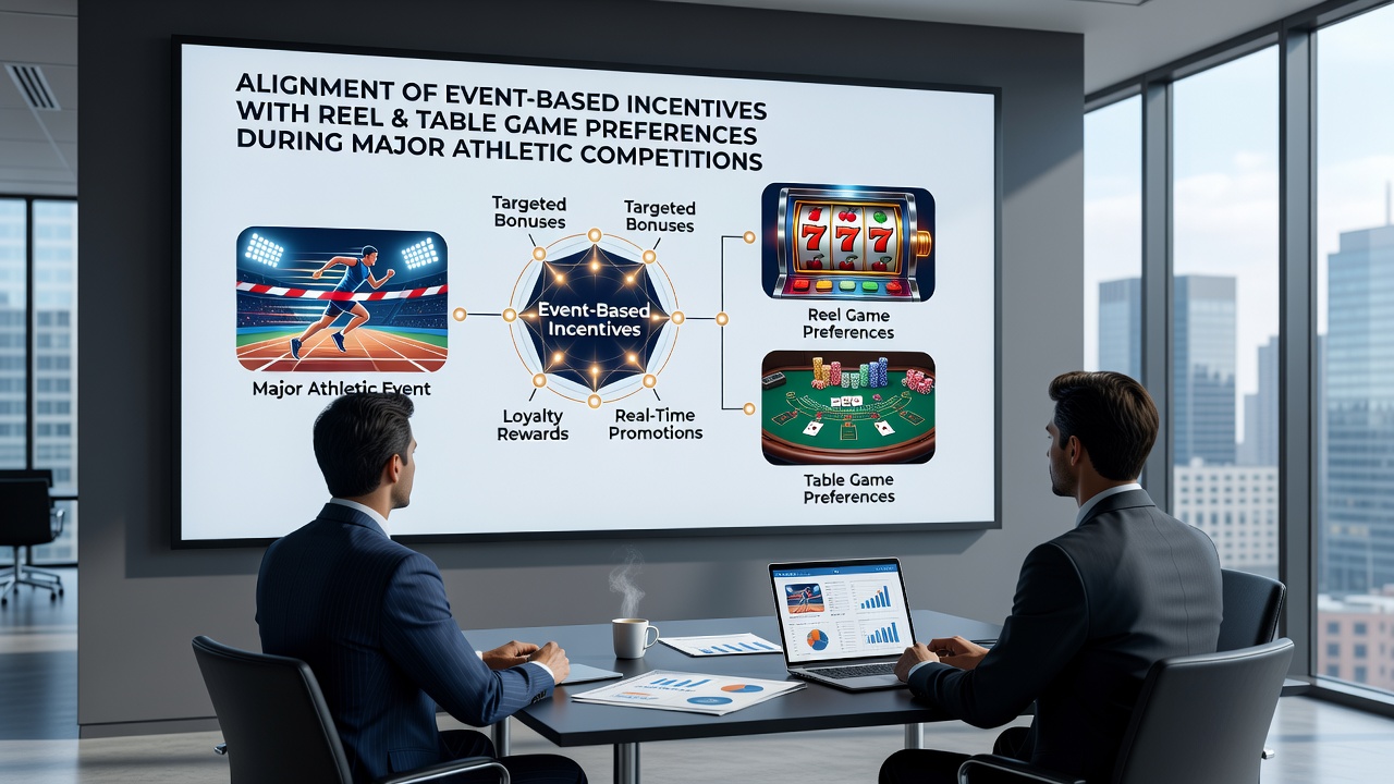 Mobile app interface displaying event-based bonuses linking slot reels, live dealer tables, and sports predictions