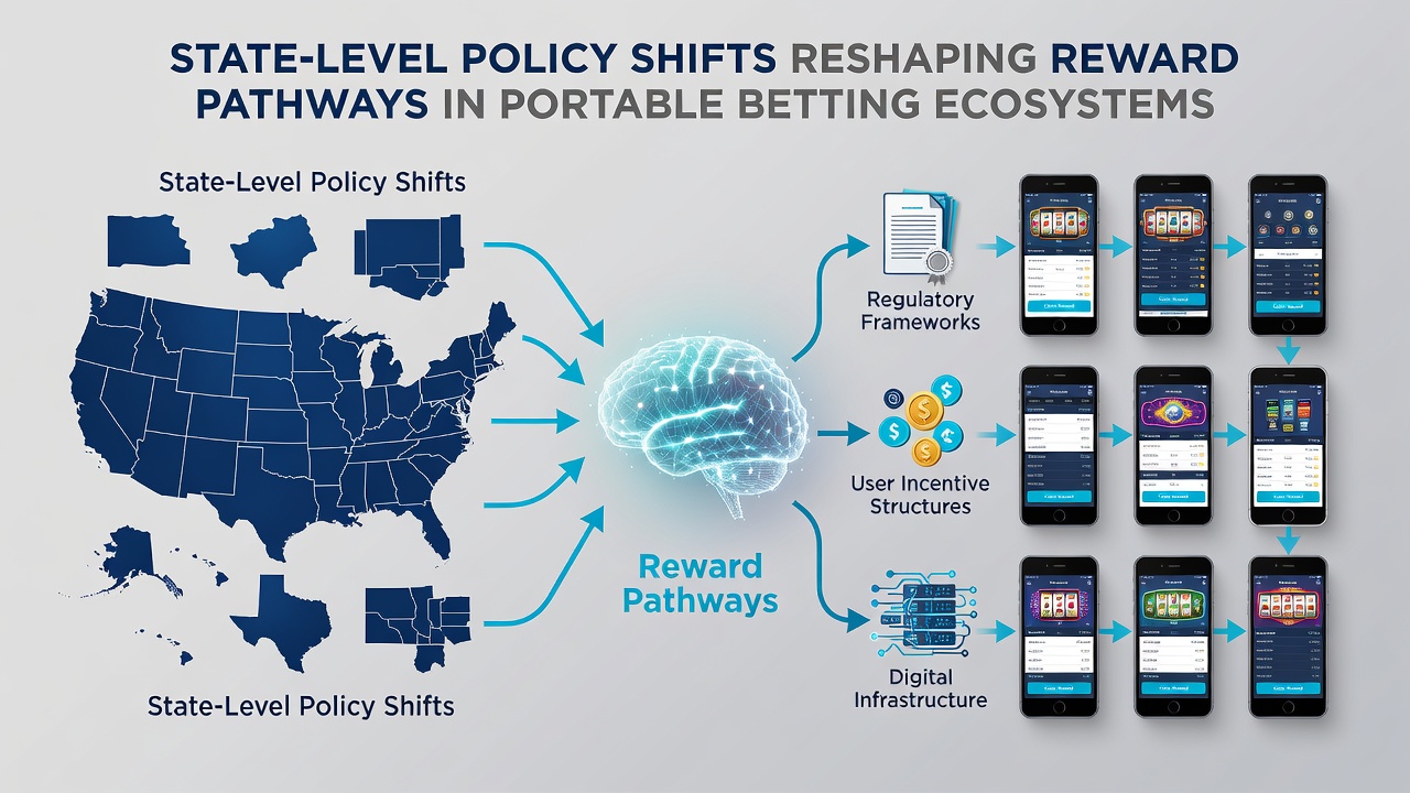 Mobile screen displaying integrated reward pathways across betting categories with policy compliance indicators